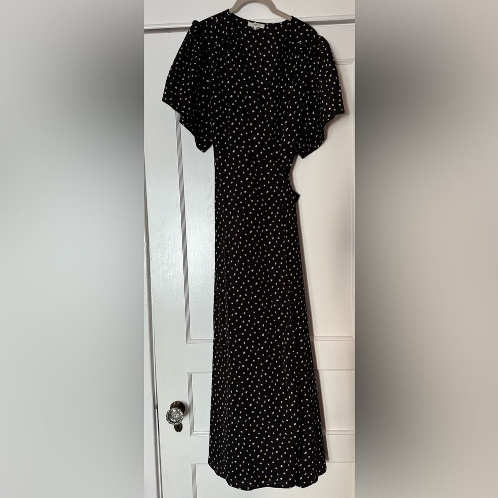 FRNCH Black Polka Dot Wrap Dress - Size M